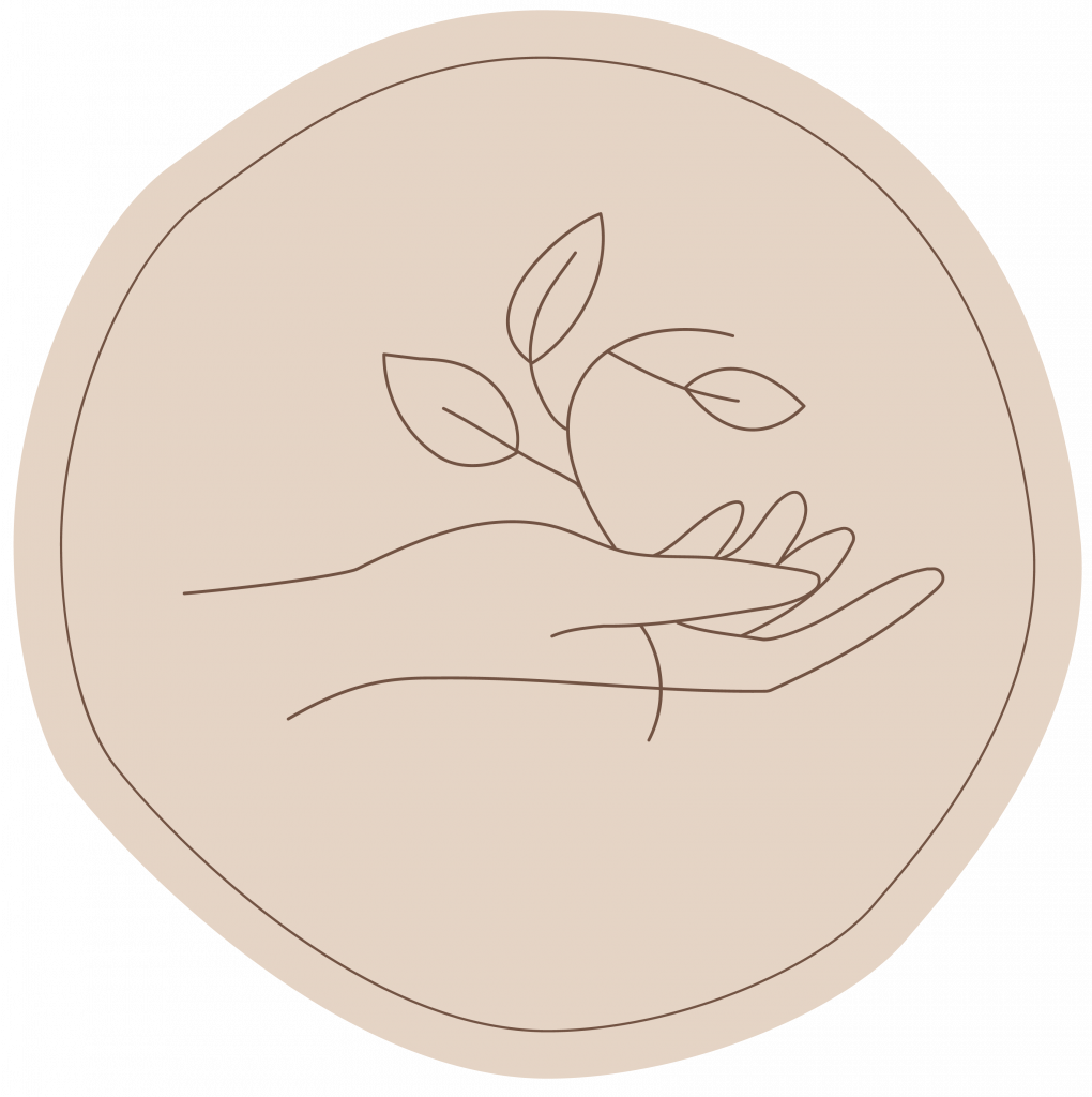 Favicon Hand mit Zweig - roséfarben